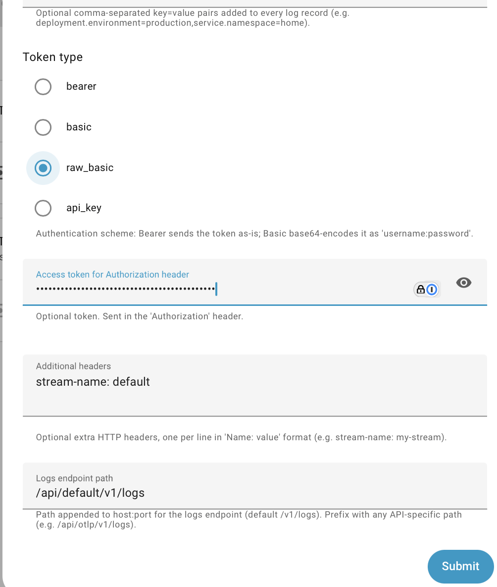 OpenObserve set up in HomeAssistant